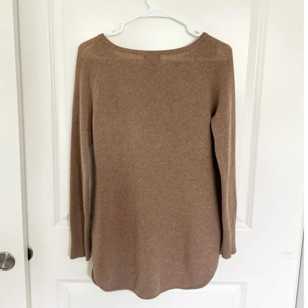 Halogen Cashmere Wool Tunic Sweater Tan Small Petite